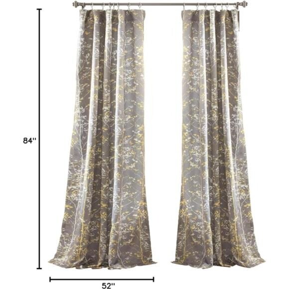 Forest 84 X 52 1 Curtains-Tree Branch Leaf Darkening Window Panel Drapes Set - Picture 3 of 4